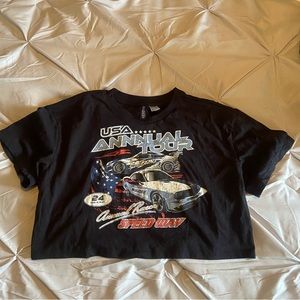 h&m printed cropped graphic tshirt